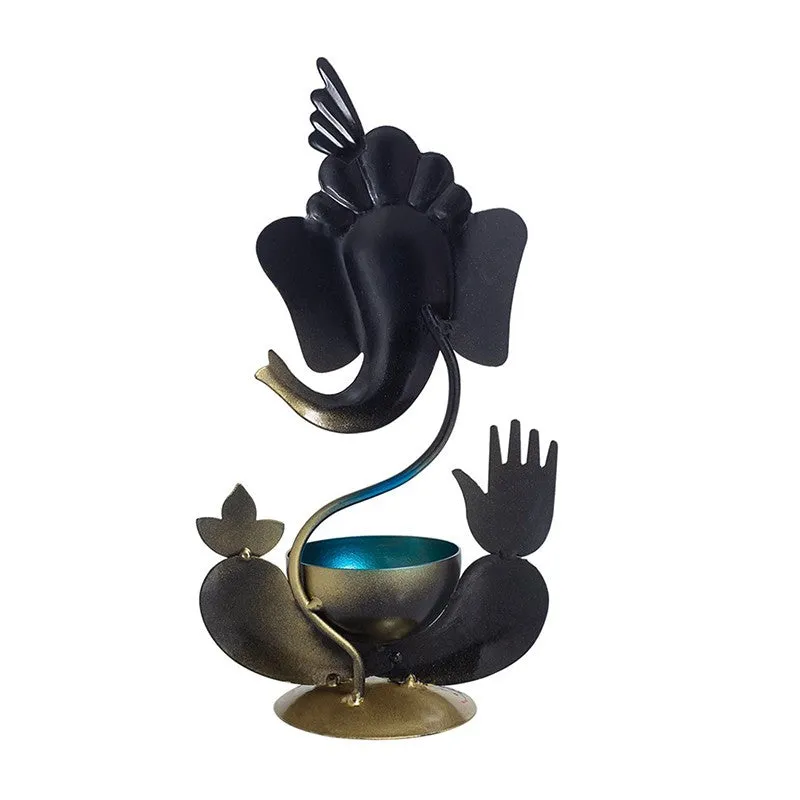 Vigneshwara Handpainted Tea Light Candle Holder - Blue media 6
