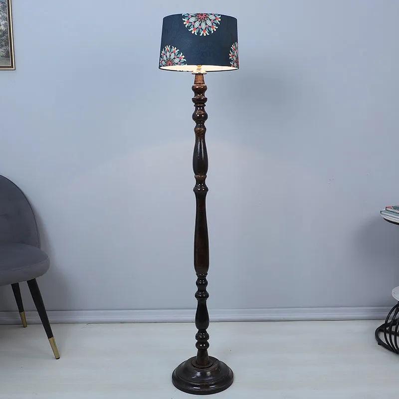 Toile Totem Printed Mango Wood Floor Lamp - Black media 2