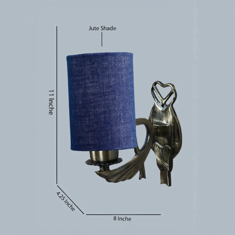 Love Gleam Atva Cylindrical Fabric & Metal Wall Lamp - Blue media 5