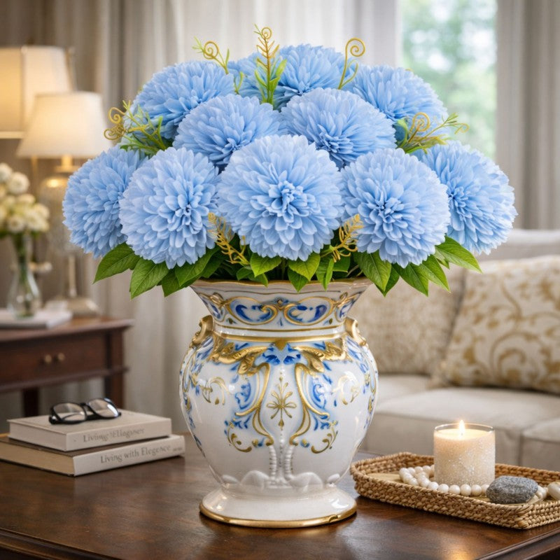 Florisse Artificial Hydrangea Flower (Blue) - Set Of Four