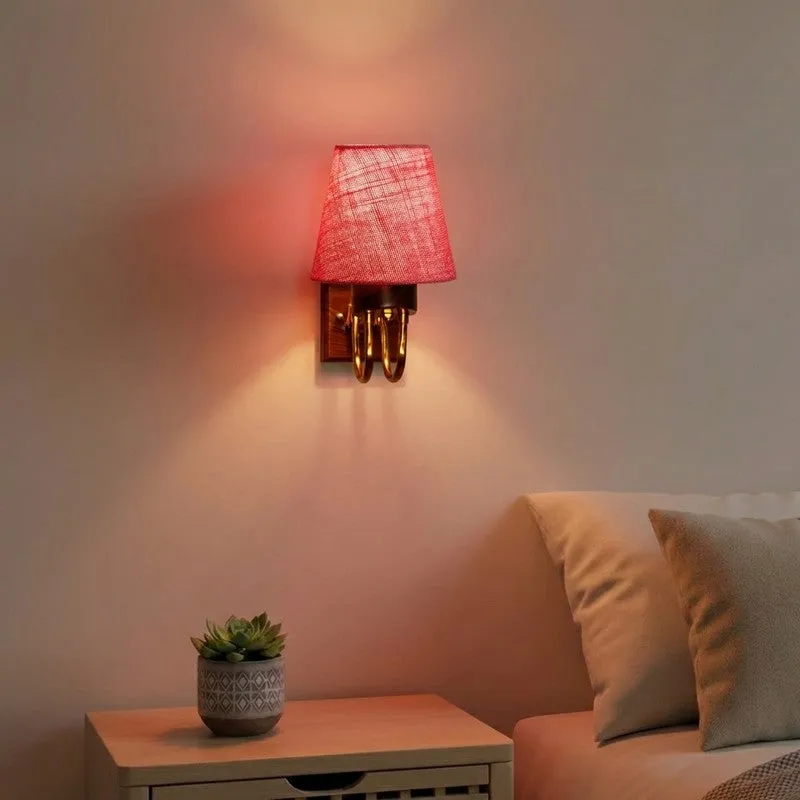 Gilded Arch Decorative Jute Wall Lamp - Pink media 1