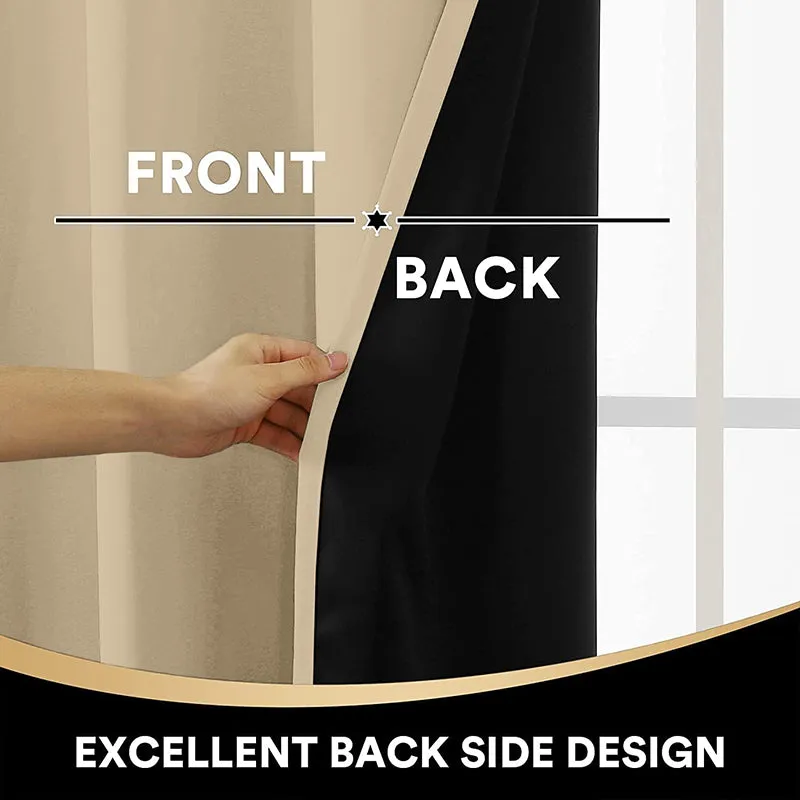 Noir Triple Pinch Pleat Blackout Curtain - Beige media 5
