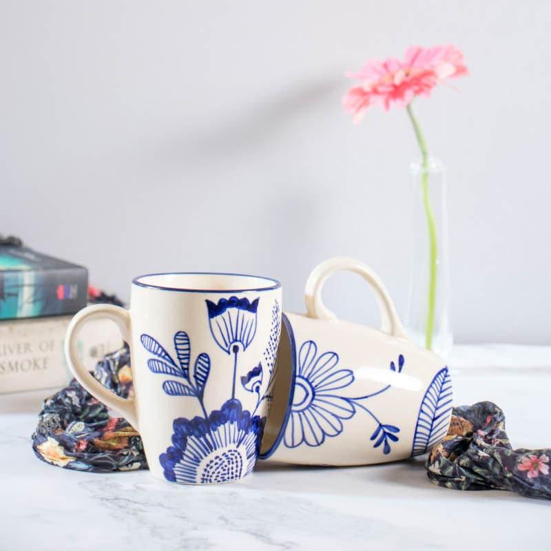 Polki Ceramic Coffee Mug (300 mL Each) - Set of Two