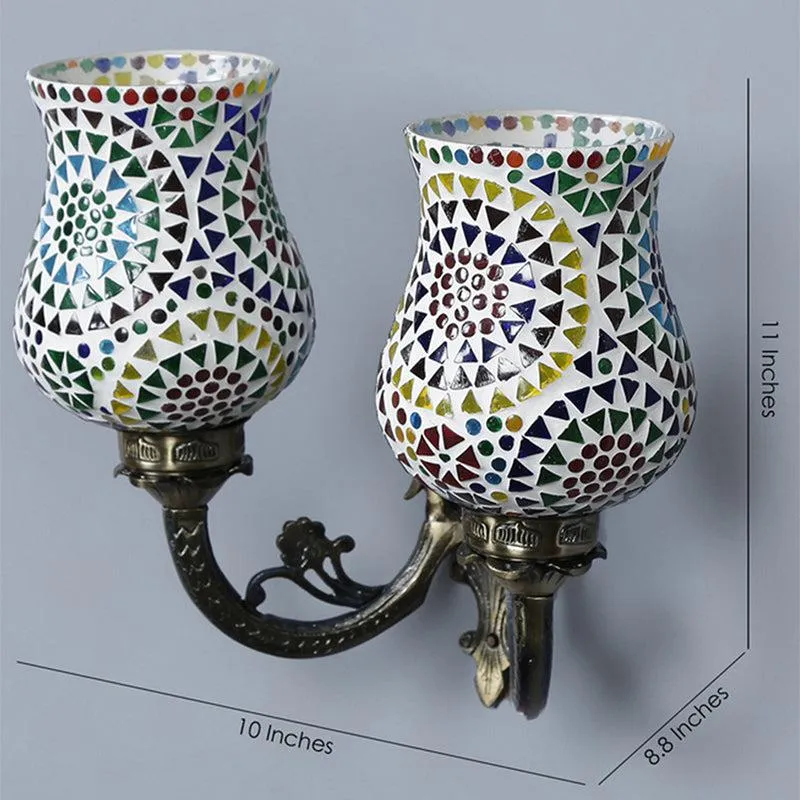 Elva Twinner Mosaic Glass & Metal Wall Lamp media 4