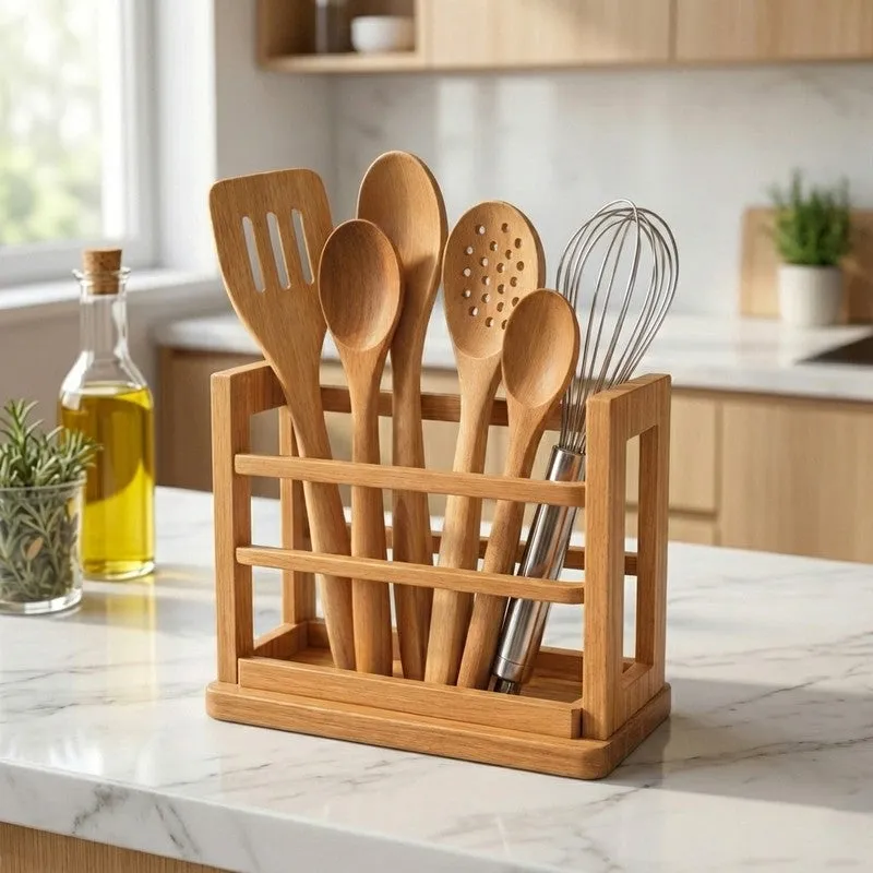 Aura Serve MDF Rustic Cutlery Stand media 1