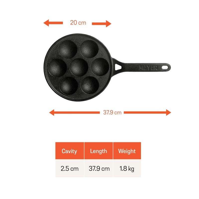 Meyer Long Handle Cast Iron Paniyaram Pan media 10