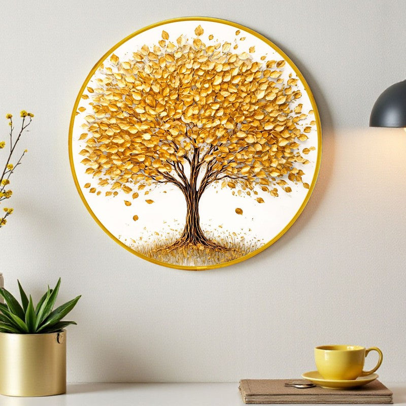 Radiant Leaves Paper Wall Painting With PVC Frame media 3
