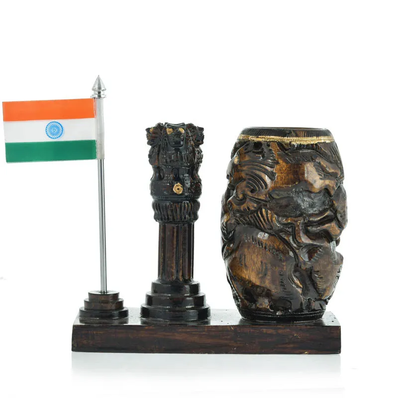 Patriot's Pride Wooden Pen Stand - Light Brown media 4