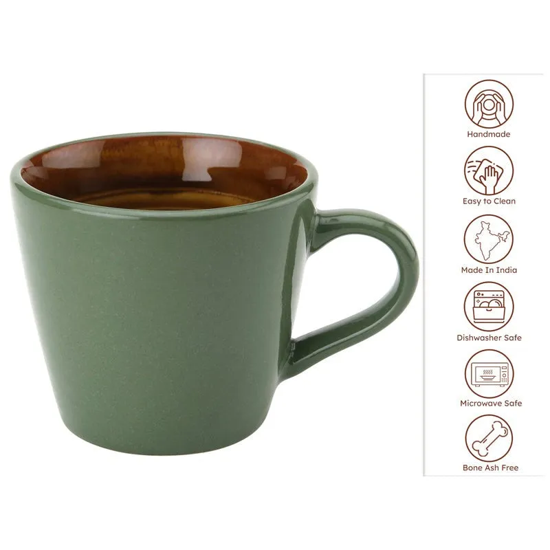Karvaa Ceramic Tea Cup (175 mL Each)/Olive Green)- Set of Six media 5