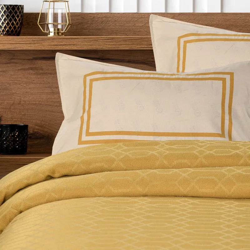 Grid Grace Cotton Bedsheet (Yellow) - 150 TC media 4