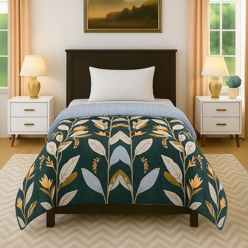 Warmweft Floral Cotton Comforter (Multicolor) - 300 GSM