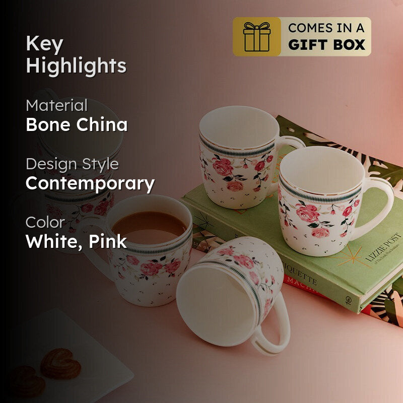 Magique: Portrait of a Rose Bone China Chai Mugs (180 mL Each) - Set of Six media 2