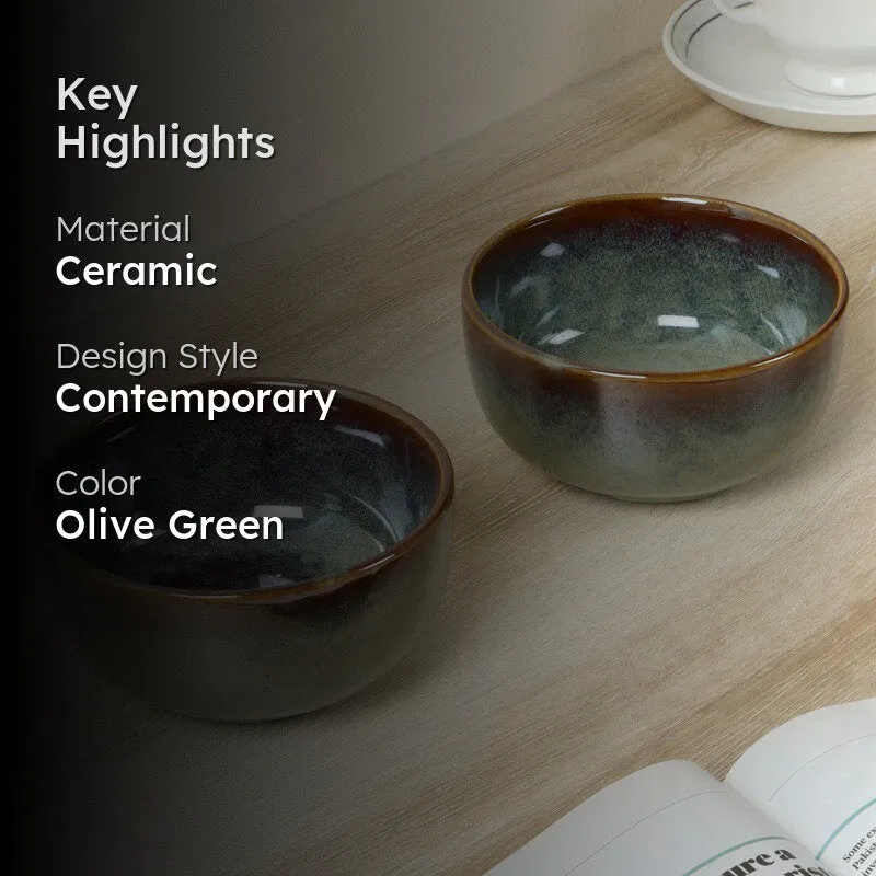 ServeEase Snack Bowl (Olive Green,400 mL Each) - Set Of Two media 2