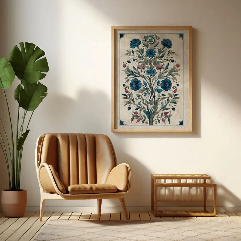 Floral Folk Art Canvas Wall Painting With Brown Frame media 8