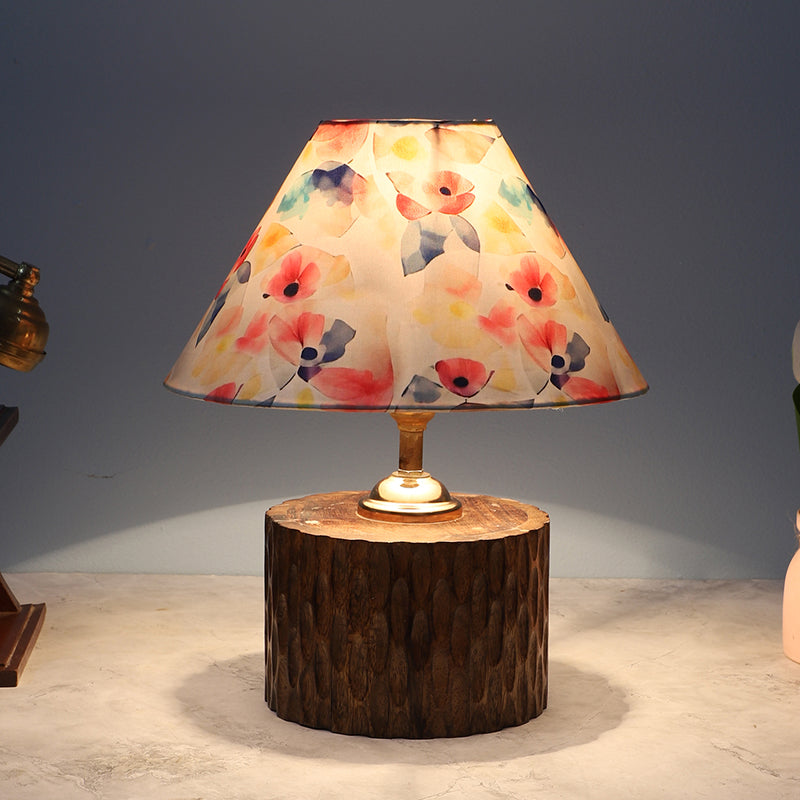 Luna Borealis Trunk Printed Mango Wood Table Lamp - Multicolor