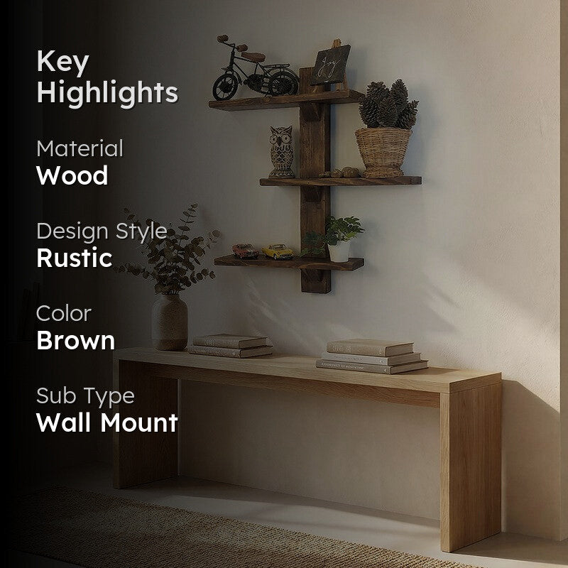 Rustiq Wooden Wall Shelf Organiser media 2