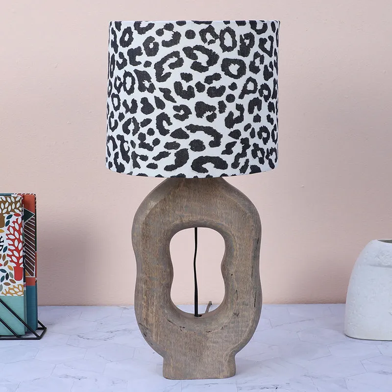 Leopard Hide Hewn Printed Mango Wood Table Lamp - Black,White media 2