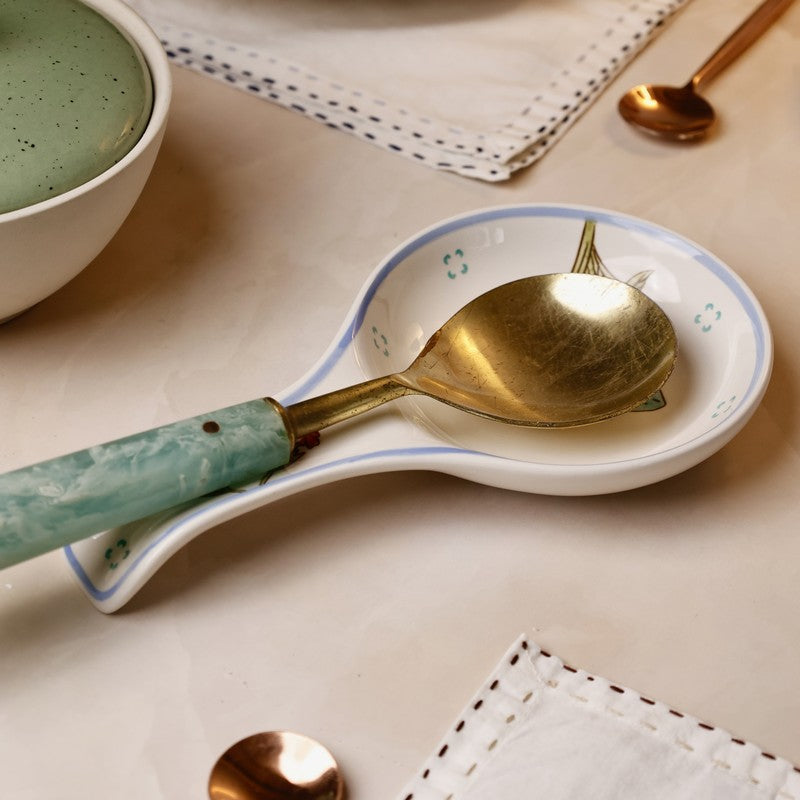 Stripe & Stem Handpainted Ceramic Spoon Rest media 3