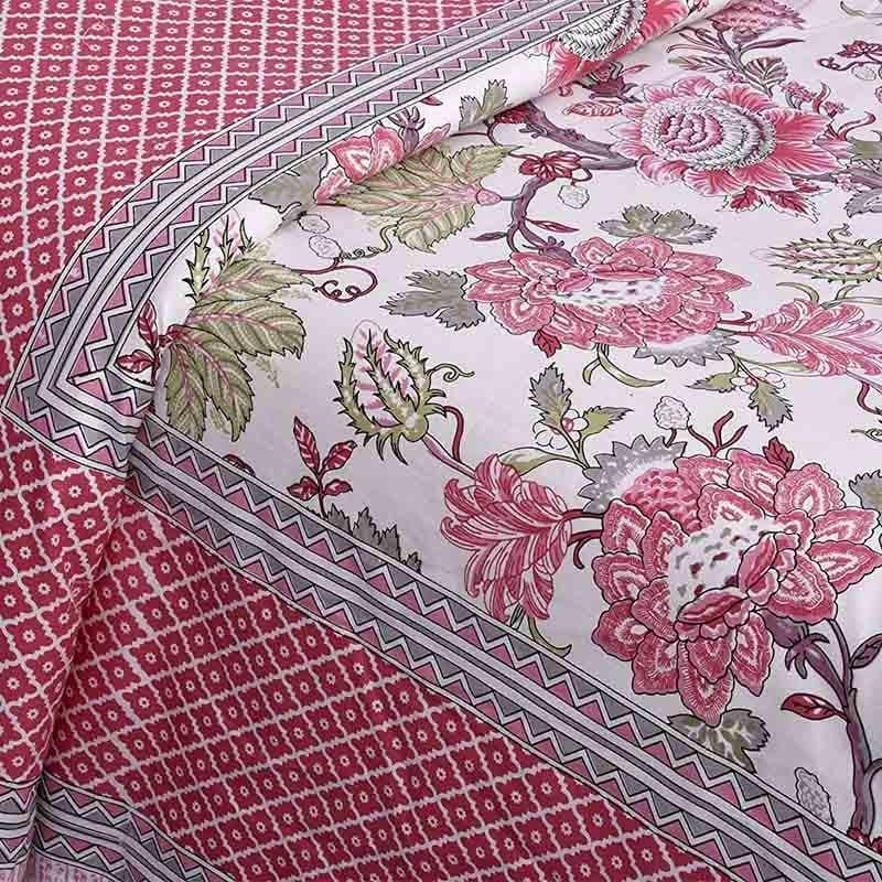 Gulab-E-Gulzaar Cotton Bedsheet (Magenta) - 144 TC media 3