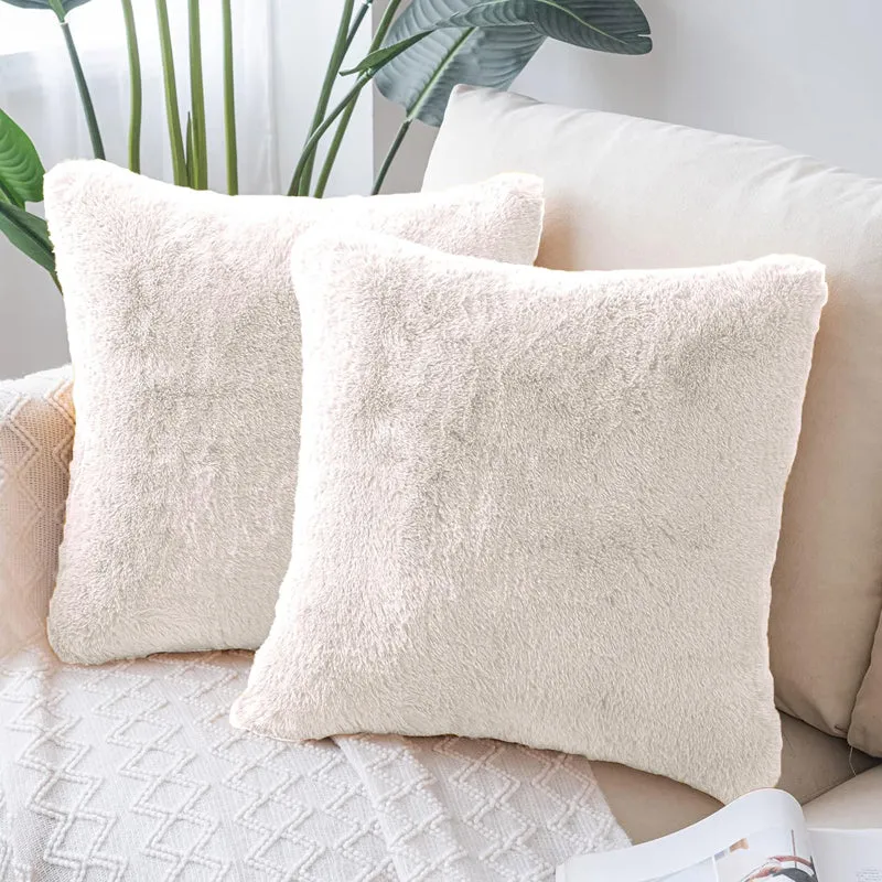 Fur Dual Cushion Cover Set (Off White) - Set Of Two media 1