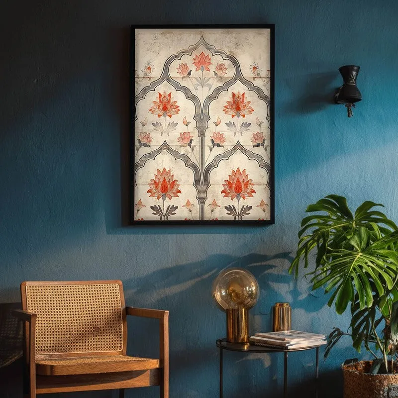 Lotus Arch Canvas Wall Painting With Black Frame media 8