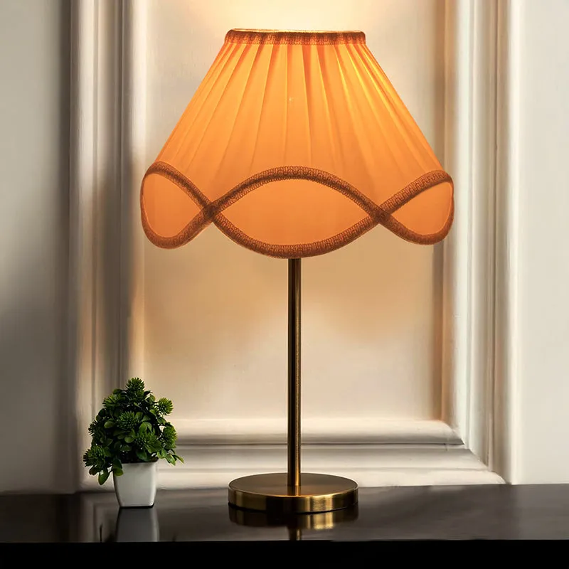 Dwell Beam Cotton & Metal Table Lamp - White,Gold media 1