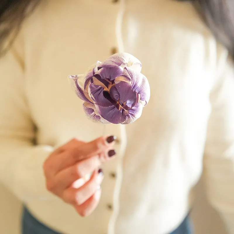 Artificial Peony Blooms Flower Stem (Purple) - Set Of Five media 4