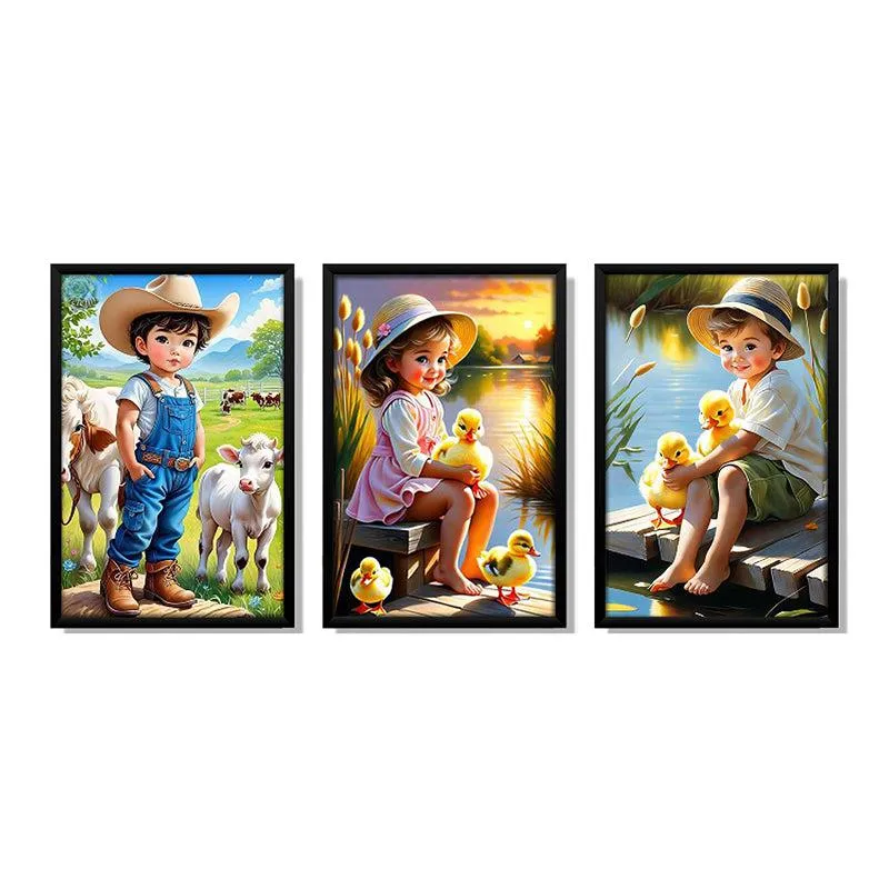 Playful Pastures Wall Art With Frame - Set Of Three media 3