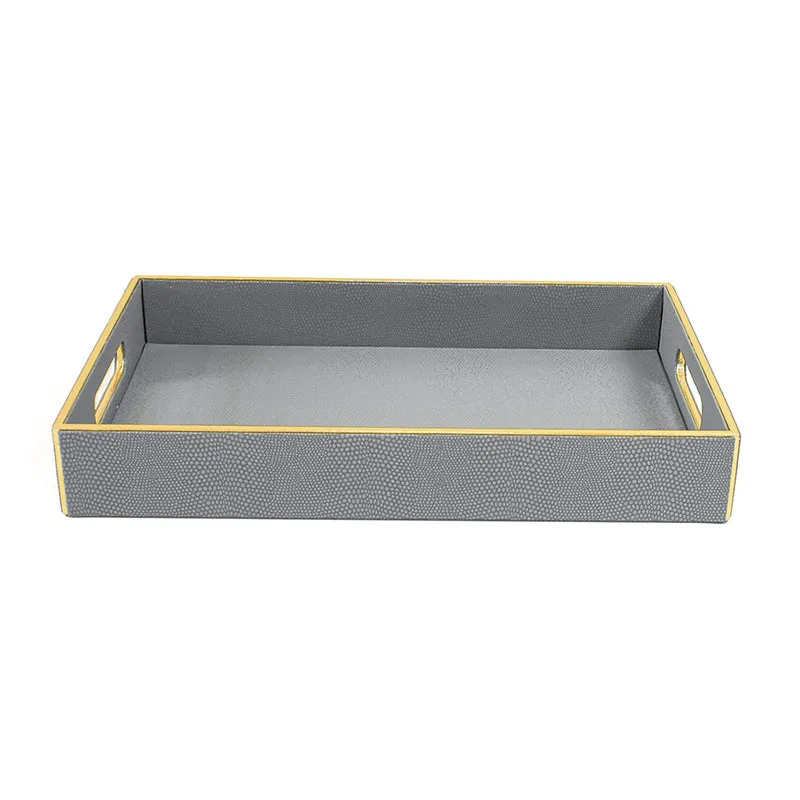 Tisquo Faux Leather Serving Tray (Grey) - Set Of Two media 3