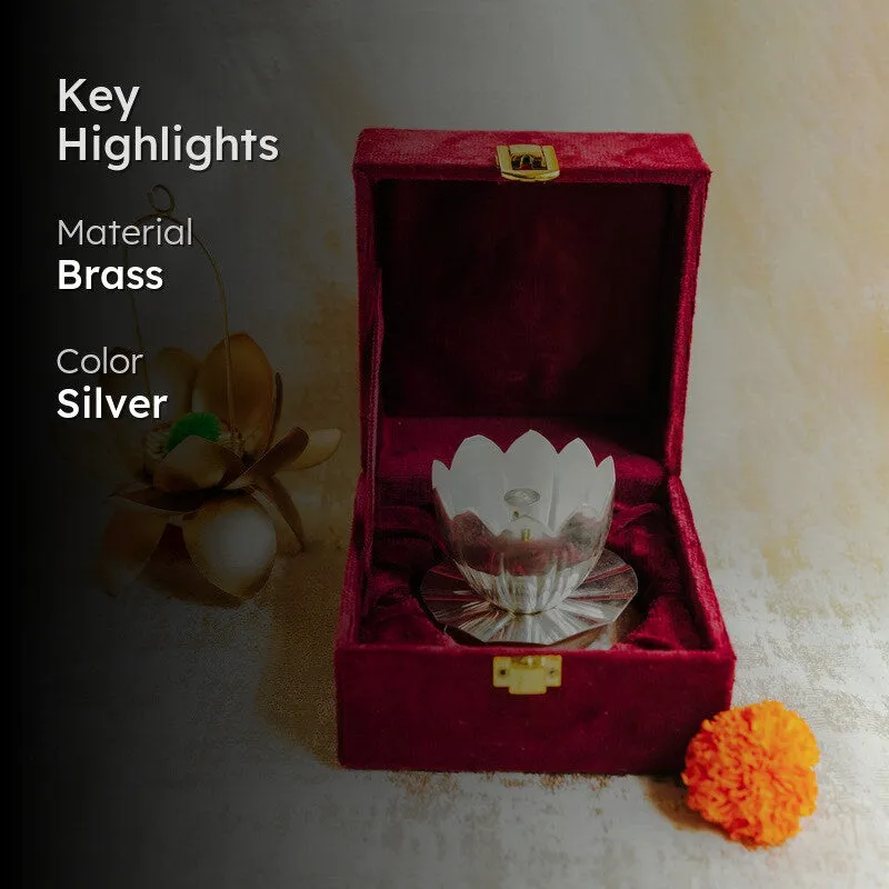 Luminique German Silver Diya with Gift Box media 2