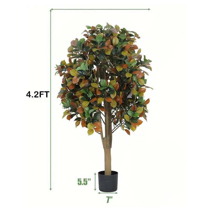 Verdis Artificial Ficus With Black Plastic Pot - 4 Feet media 7