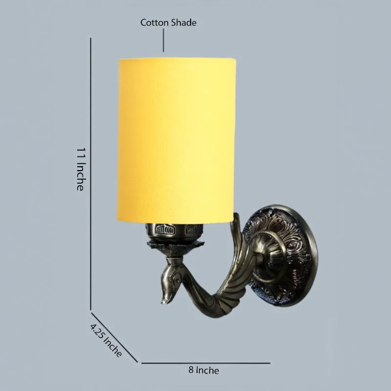Amro Retro Cylindrical Fabric & Metal Wall Lamp - Yellow media 5