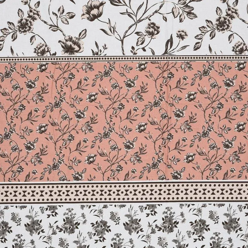 Nesa Flora Stripe - Green & Peach Cotton Bedsheet - 210 TC media 5