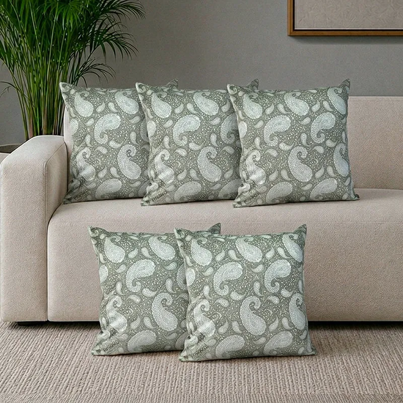 Ruksaana Printed Cushion Cover (Green) - Set Of Five media 1