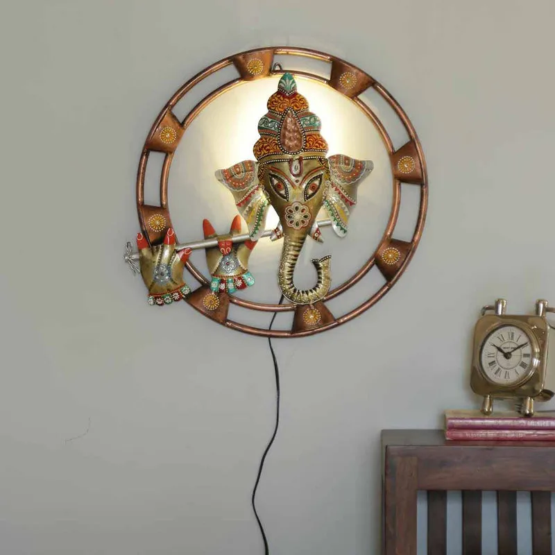 Vinayaka with Flute Iron Wall Accent media 3