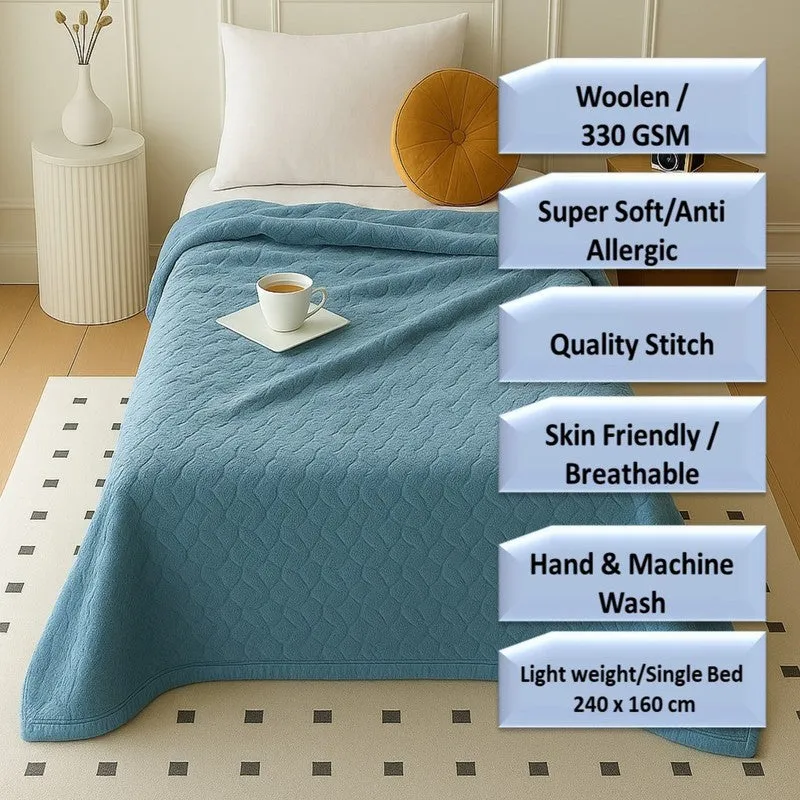 Solida Wool Blankets (Blue) - 330 GSM media 7