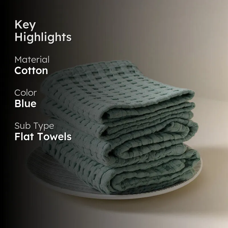 Fluffy Waffle Face Towel (Blue) - Set of Four media 2