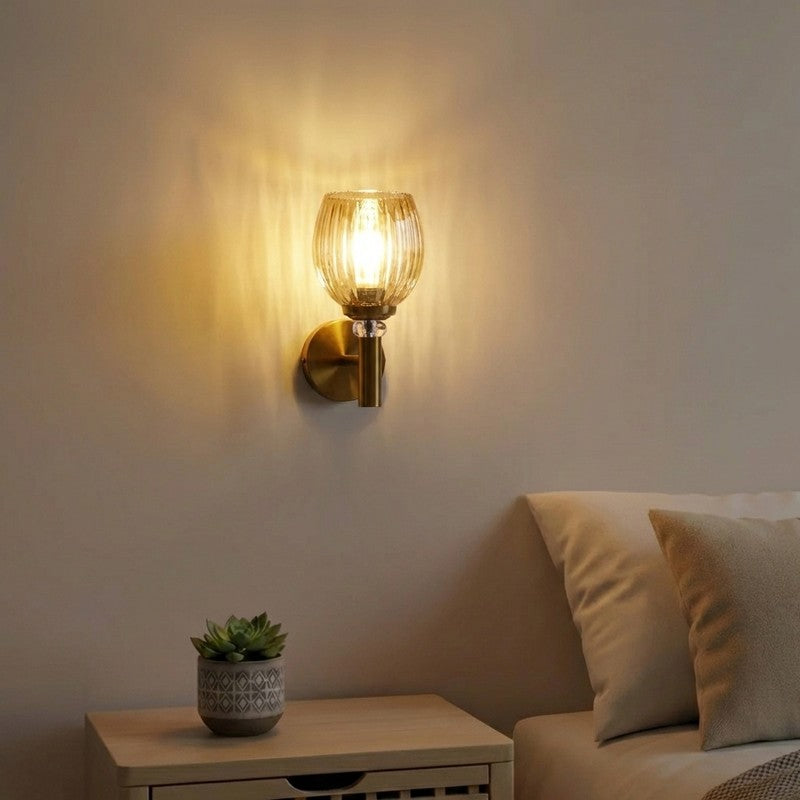 Warm Amber Golden Base Glass Wall Lamp