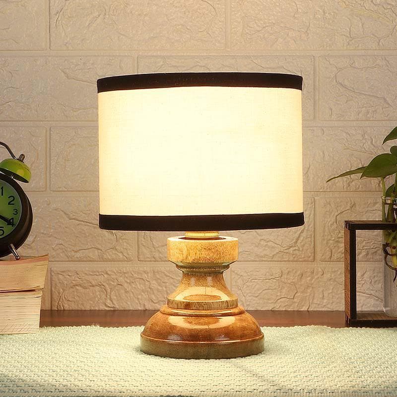 Striped Drum Fabric Table Lamp - Black,White