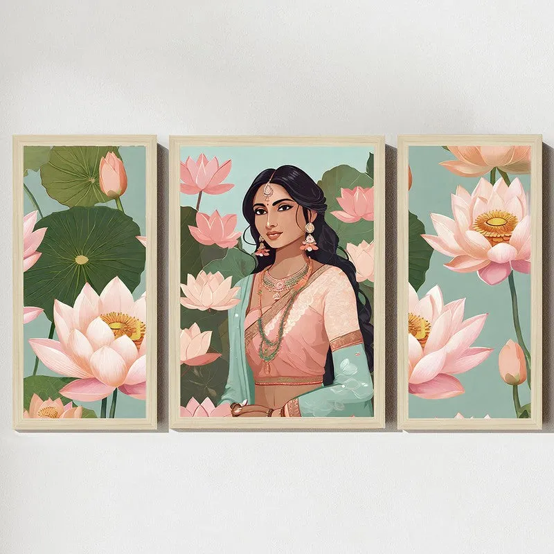 Lotus Grace Synthetic Fibre Wall Art - Set of Three media 6
