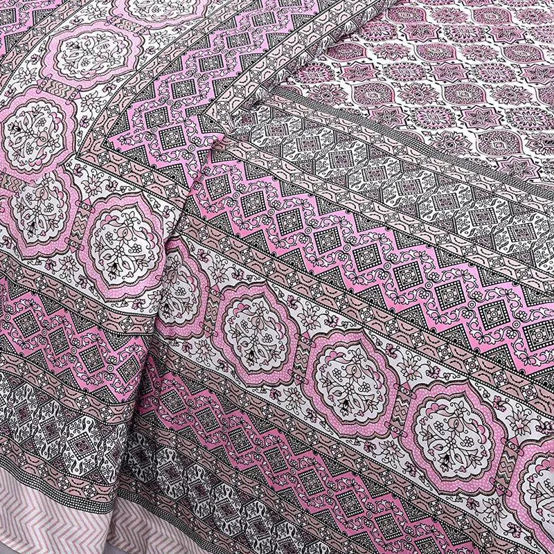 Amritasha Ethnic Cotton Bedsheet (Pink) - 144 TC media 4