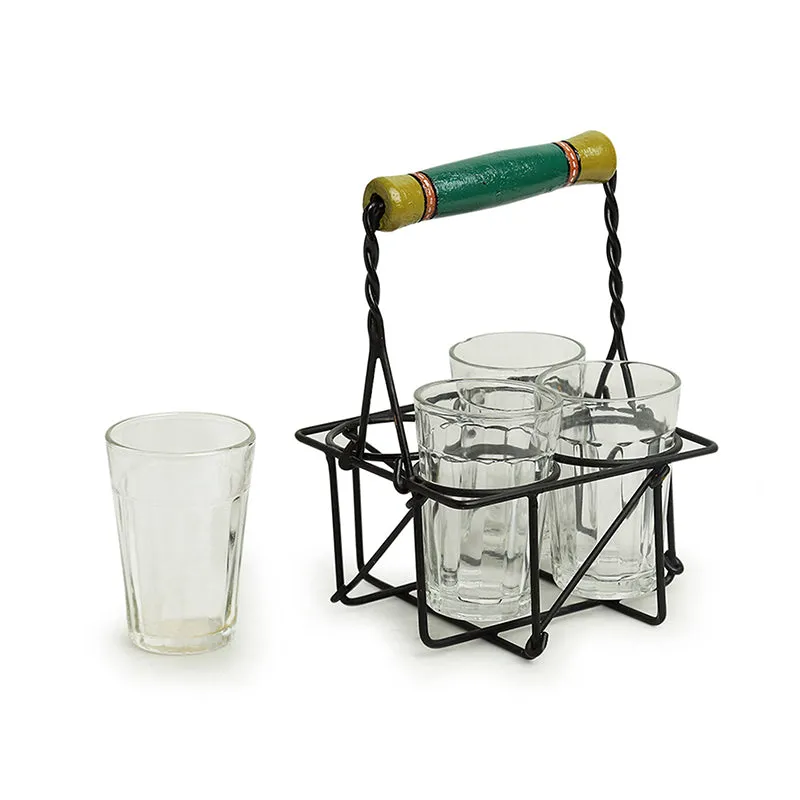 Tapri Tales Cutting Chai Glass With Iron Stand (120 mL) - Five Piece Set media 3