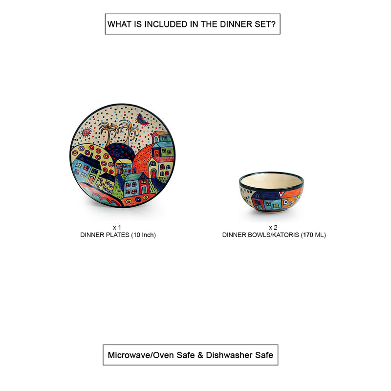 Coastal Cottage Handpainted Ceramic Dinner Set (170 ML) - 3 Piece Set media 5