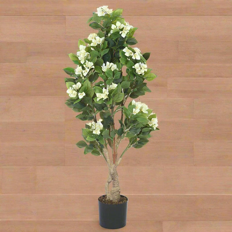 Faux Realtouch White Bougainvillea Plant With Black Plastic Pot - 4.1 Feet media 4