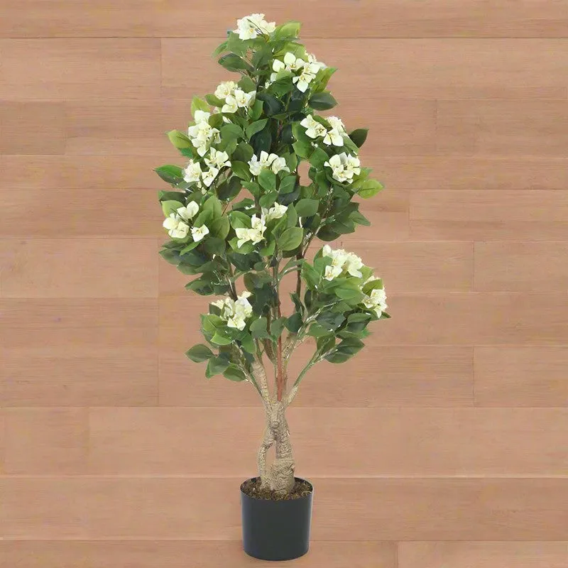 Faux Realtouch White Bougainvillea Plant With Black Plastic Pot - 4.1 Feet media 4
