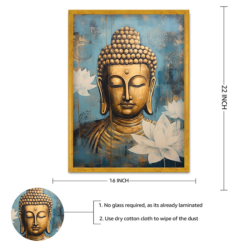 White Lotus Buddha Wall Painting media 7