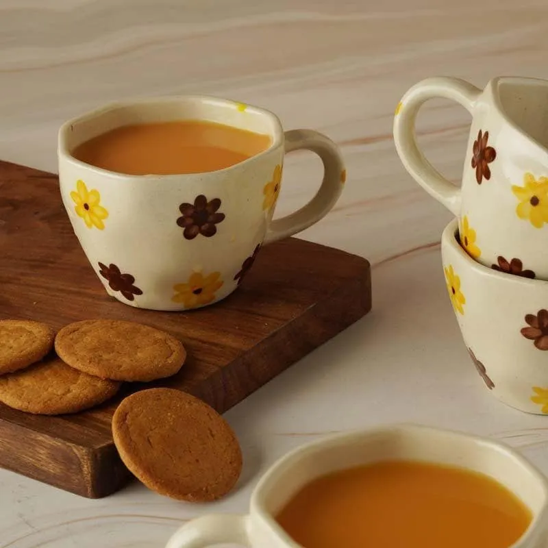 Sweet Ceramic Tea Cup (210 mL Each) -  Set of Four media 5