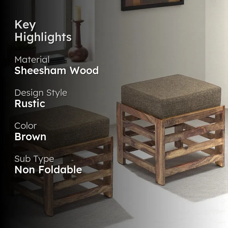 Tynex Sheesham Wooden Bench with Cushions (Brown) - Four Piece Set media 2