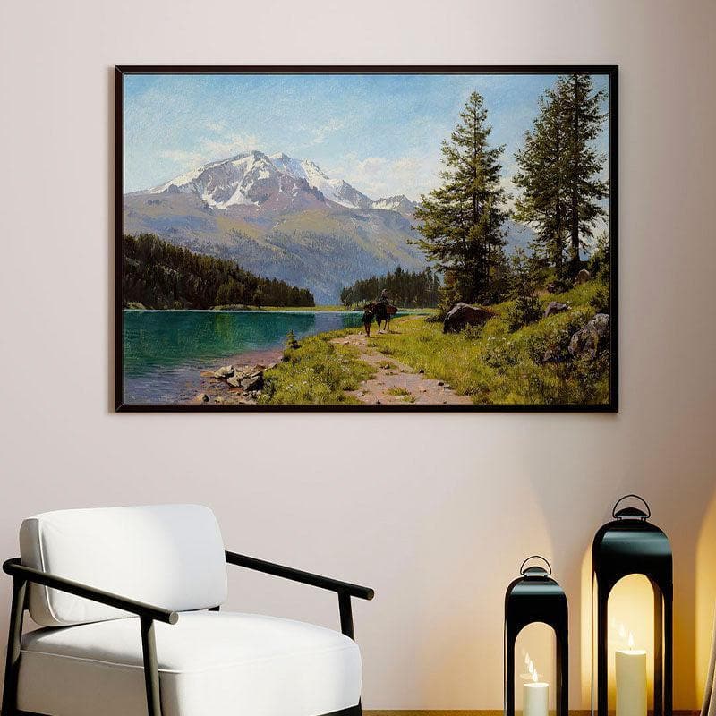 The Lake Wall Painting - Black Frame