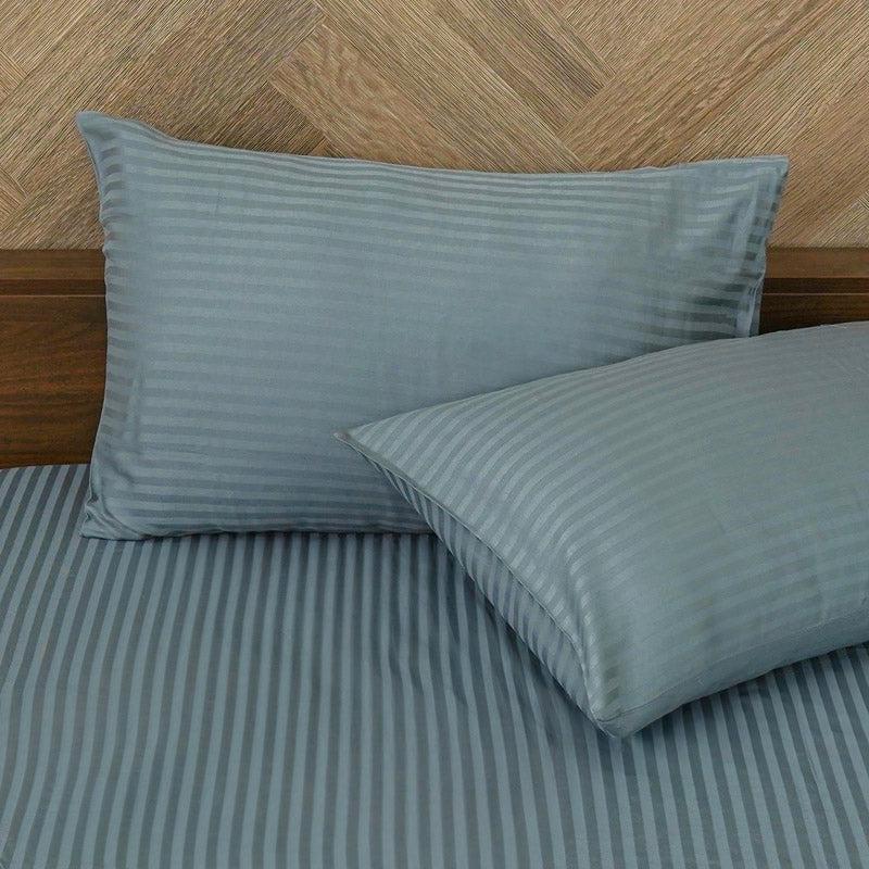 Reposi Striped Cotton Bedsheet (Grey) - 200 TC media 4